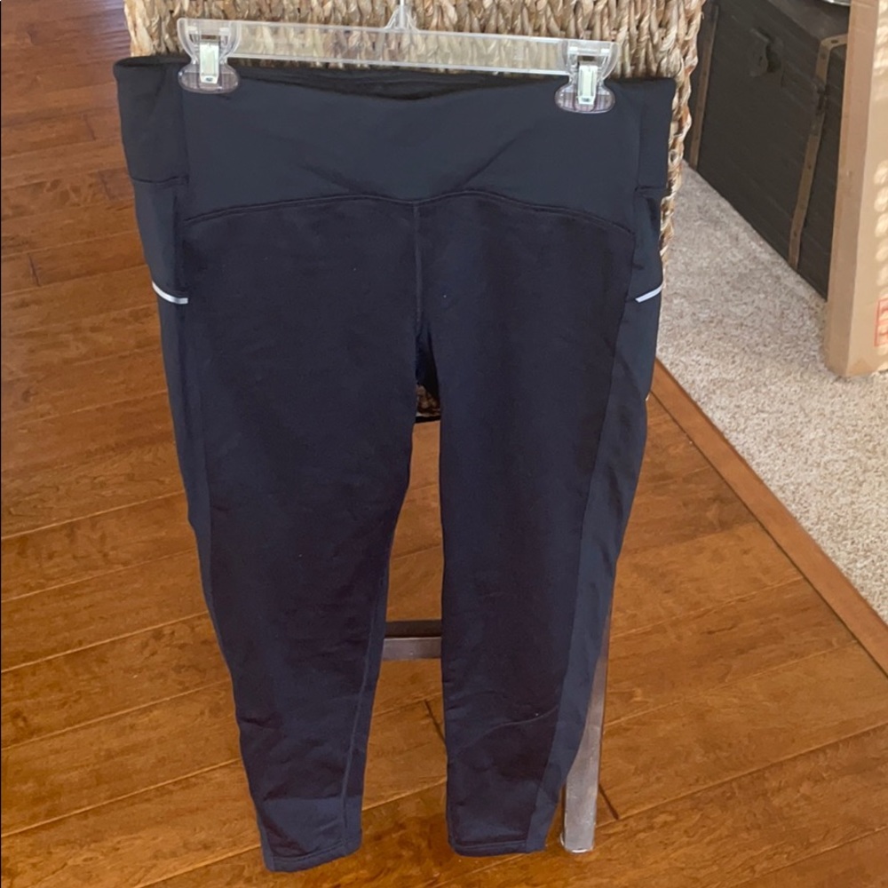 Black Athleta Fleece Lined Winter Running Tights
